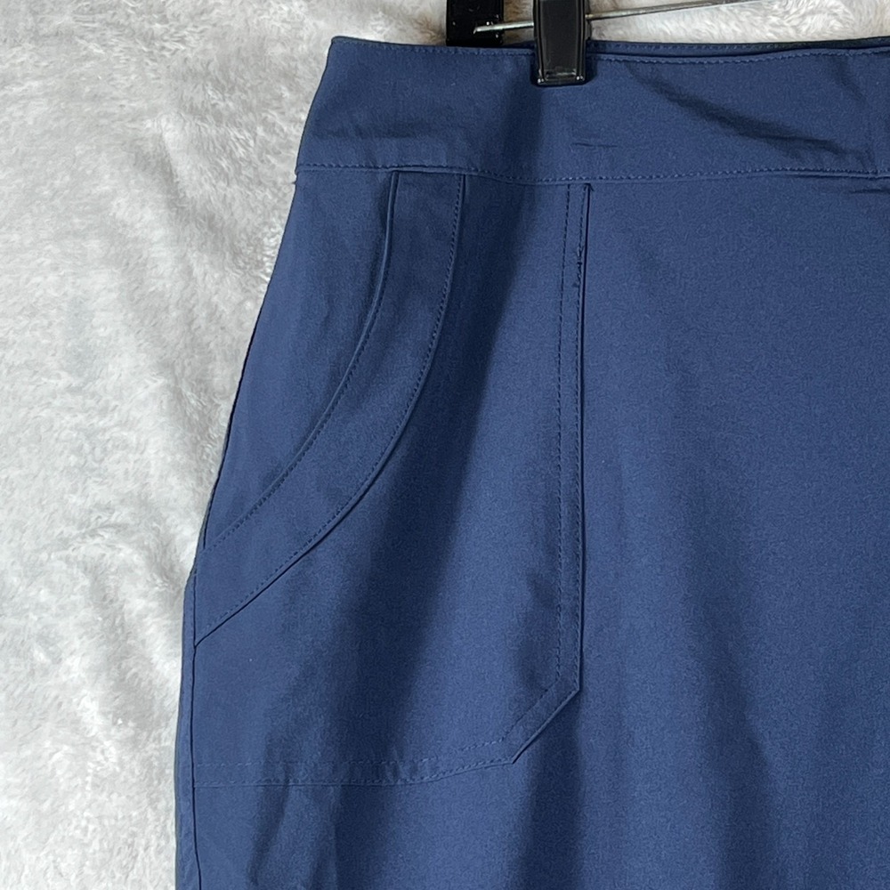 Sundays Womens 14 Navy Travel Pants Stretch Pull On Ruched Tie Cuff Ankle Resort - Picture 3 of 12